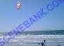 Kite sailing on a windy day on the Pacific Ocean in southern California, U.S.A.